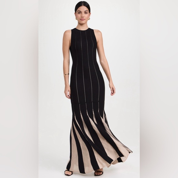 Line & Dot Kelli Pleat Sweater Dress | Black and Nude | Small | out of stock - Picture 3 of 9